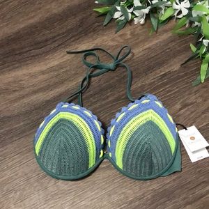 Shade & Shore Crochet Halter Bikini Top - Sage